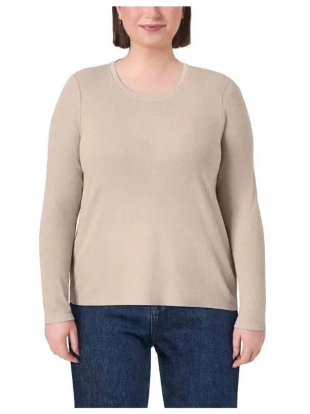 Mondetta Ribbed Long Sleeve Top XXL Tan NWT Stretch Knit Casual Basic